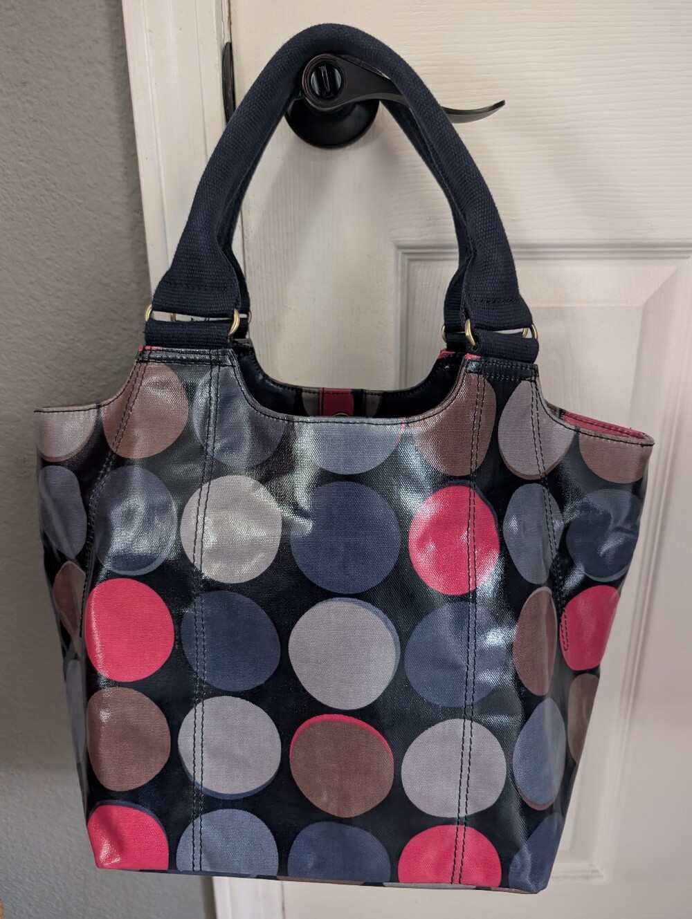 Boden Pink Interior Polka Dot Tote
